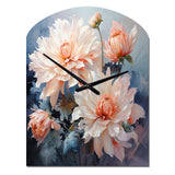 Peach Chrysanthemums Romantic Impression I - Asymmetric Metal Wall Clock