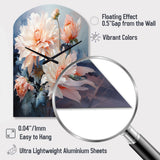 Peach Chrysanthemums Romantic Impression I - Asymmetric Metal Wall Clock