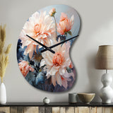 Peach Chrysanthemums Romantic Impression I - Asymmetric Metal Wall Clock