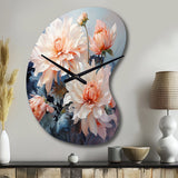 Peach Chrysanthemums Romantic Impression I - Asymmetric Metal Wall Clock