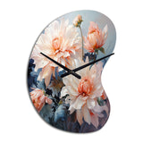 Peach Chrysanthemums Romantic Impression I - Asymmetric Metal Wall Clock