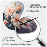 Peach Chrysanthemums Romantic Impression I - Asymmetric Metal Wall Clock