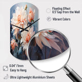Peach Chrysanthemums Romantic Impression I - Asymmetric Metal Wall Clock