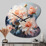 Peach Chrysanthemums Romantic Impression I - Asymmetric Metal Wall Clock