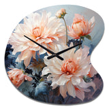 Peach Chrysanthemums Romantic Impression I - Asymmetric Metal Wall Clock