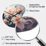 Peach Chrysanthemums Romantic Impression I - Asymmetric Metal Wall Clock
