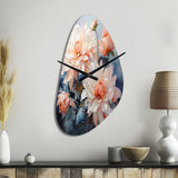 Peach Chrysanthemums Romantic Impression I - Asymmetric Metal Wall Clock