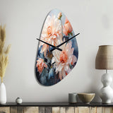 Peach Chrysanthemums Romantic Impression I - Asymmetric Metal Wall Clock