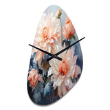 Peach Chrysanthemums Romantic Impression I - Asymmetric Metal Wall Clock