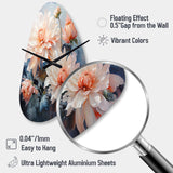 Peach Chrysanthemums Romantic Impression I - Asymmetric Metal Wall Clock