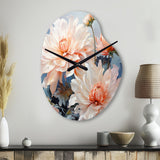 Peach Chrysanthemums Romantic Impression I - Asymmetric Metal Wall Clock