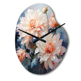 Peach Chrysanthemums Romantic Impression I - Asymmetric Metal Wall Clock