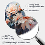 Peach Chrysanthemums Romantic Impression I - Asymmetric Metal Wall Clock