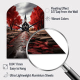 Red Church Sanctuary In Solitude - Asymmetric Metal Wall Clock