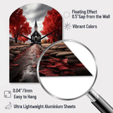 Red Church Sanctuary In Solitude - Asymmetric Metal Wall Clock