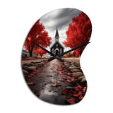 Red Church Sanctuary In Solitude - Asymmetric Metal Wall Clock
