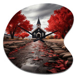 Red Church Sanctuary In Solitude - Asymmetric Metal Wall Clock