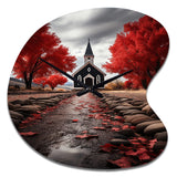 Red Church Sanctuary In Solitude - Asymmetric Metal Wall Clock
