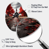 Red Church Sanctuary In Solitude - Asymmetric Metal Wall Clock
