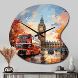 Peach Red City London Popart - Asymmetric Metal Wall Clock