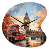 Peach Red City London Popart - Asymmetric Metal Wall Clock