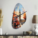 Peach Red City London Popart - Asymmetric Metal Wall Clock