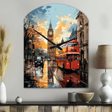 Red Beige City London Popart II - Asymmetric Metal Wall Clock