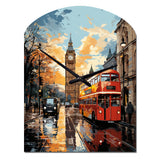Red Beige City London Popart II - Asymmetric Metal Wall Clock