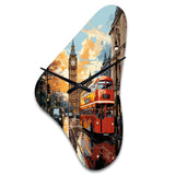 Red Beige City London Popart II - Asymmetric Metal Wall Clock