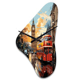 Red Beige City London Popart II - Asymmetric Metal Wall Clock