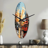 Red Beige City London Popart II - Asymmetric Metal Wall Clock