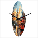 Red Beige City London Popart II - Asymmetric Metal Wall Clock