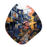 Cityscape Alleyway Patchwork VI - Asymmetric Metal Wall Clock