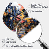 Cityscape Alleyway Patchwork VI - Asymmetric Metal Wall Clock