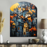 Cityscape Exquisite Blue II - Asymmetric Metal Wall Clock