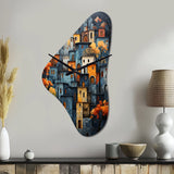 Cityscape Exquisite Blue II - Asymmetric Metal Wall Clock