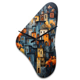Cityscape Exquisite Blue II - Asymmetric Metal Wall Clock