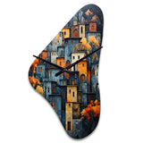 Cityscape Exquisite Blue II - Asymmetric Metal Wall Clock
