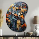 Cityscape Exquisite Blue II - Asymmetric Metal Wall Clock
