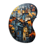 Cityscape Exquisite Blue II - Asymmetric Metal Wall Clock