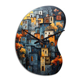Cityscape Exquisite Blue II - Asymmetric Metal Wall Clock