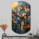 Cityscape Exquisite Blue II - Asymmetric Metal Wall Clock