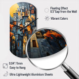 Cityscape Exquisite Blue II - Asymmetric Metal Wall Clock