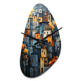 Cityscape Exquisite Blue II - Asymmetric Metal Wall Clock
