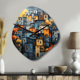 Cityscape Exquisite Blue II - Asymmetric Metal Wall Clock