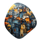 Cityscape Exquisite Blue II - Asymmetric Metal Wall Clock