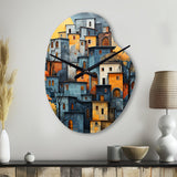 Cityscape Exquisite Blue II - Asymmetric Metal Wall Clock