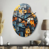 Cityscape Exquisite Blue II - Asymmetric Metal Wall Clock