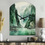 Green 0 Cliff Glacial Symmetry I - Asymmetric Metal Wall Clock