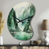 Green 0 Cliff Glacial Symmetry I - Asymmetric Metal Wall Clock